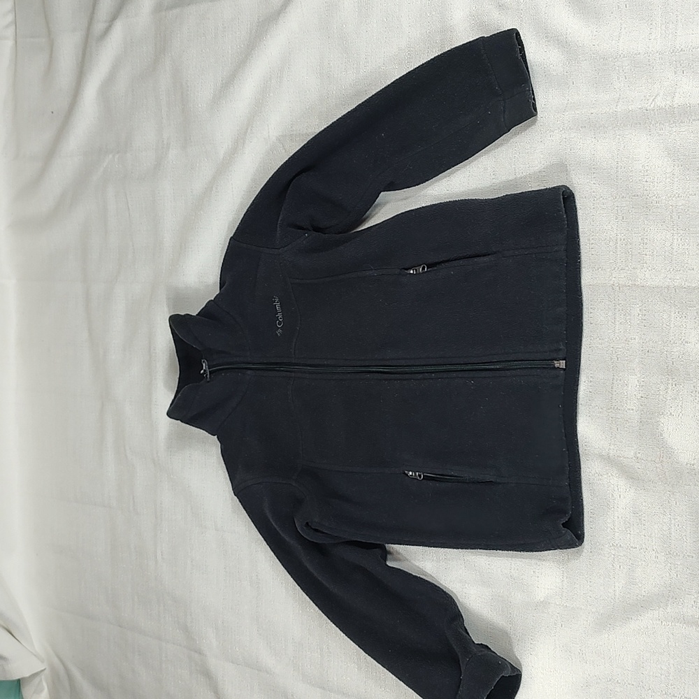 Columbia Black Fleece Winter Fall Jacket No Hood Zip Up Children Size XSmall